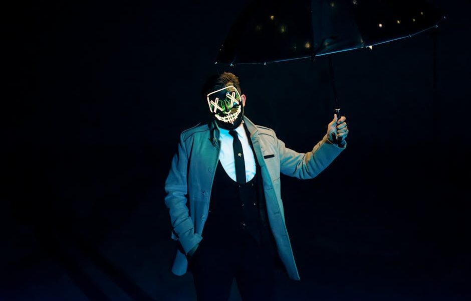 Een vrouw die een LED gezichtsmasker draagt voor rood licht therapie om huidveroudering tegen te gaan.