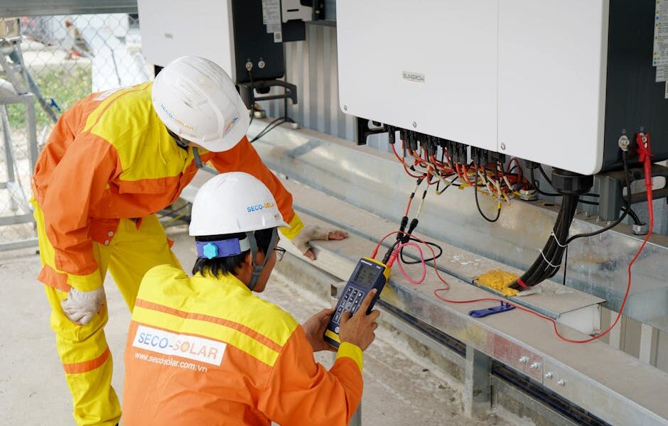 Een SAJ omvormer aangesloten op zonnepanelen en een batterij in een moderne energie-installatie.